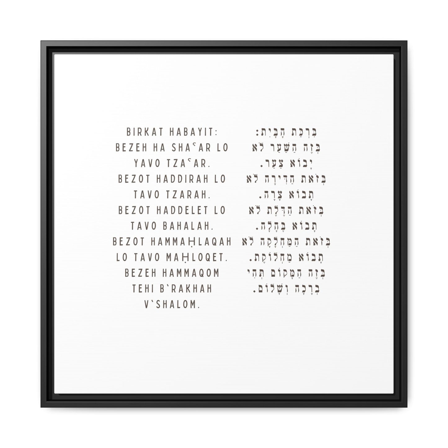 Framed Birchat HaBayit - Jewish Home Blessing Wall Art