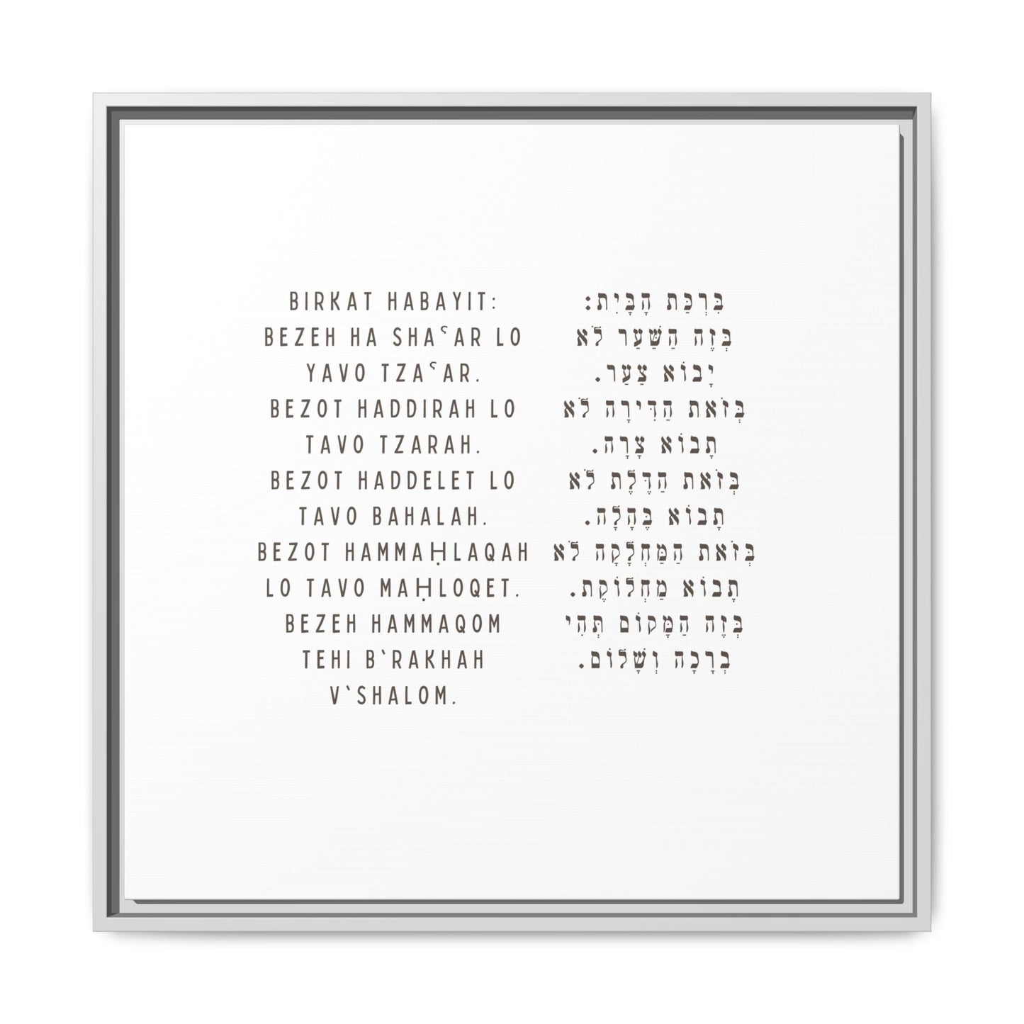 Framed Birchat HaBayit - Jewish Home Blessing Wall Art