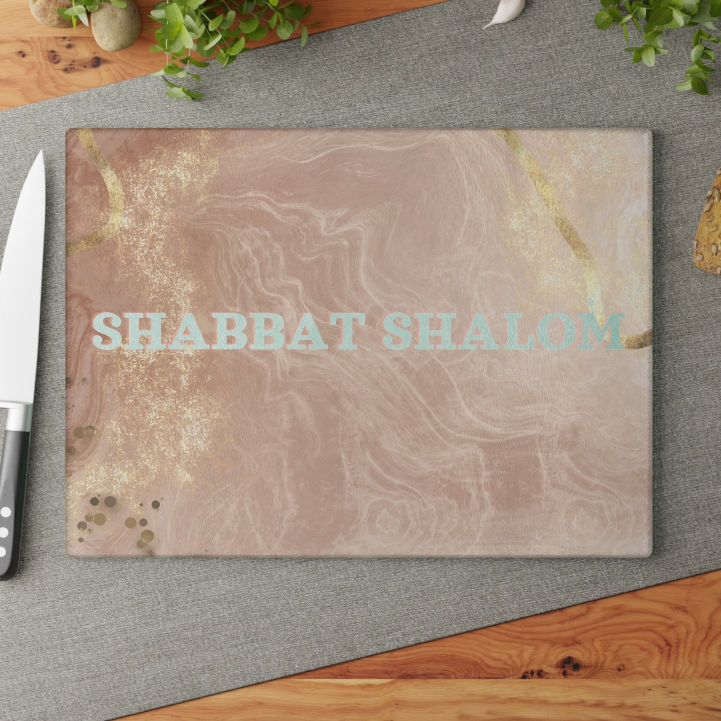 Shabbat Shalom Glass Cutting / Challah Board