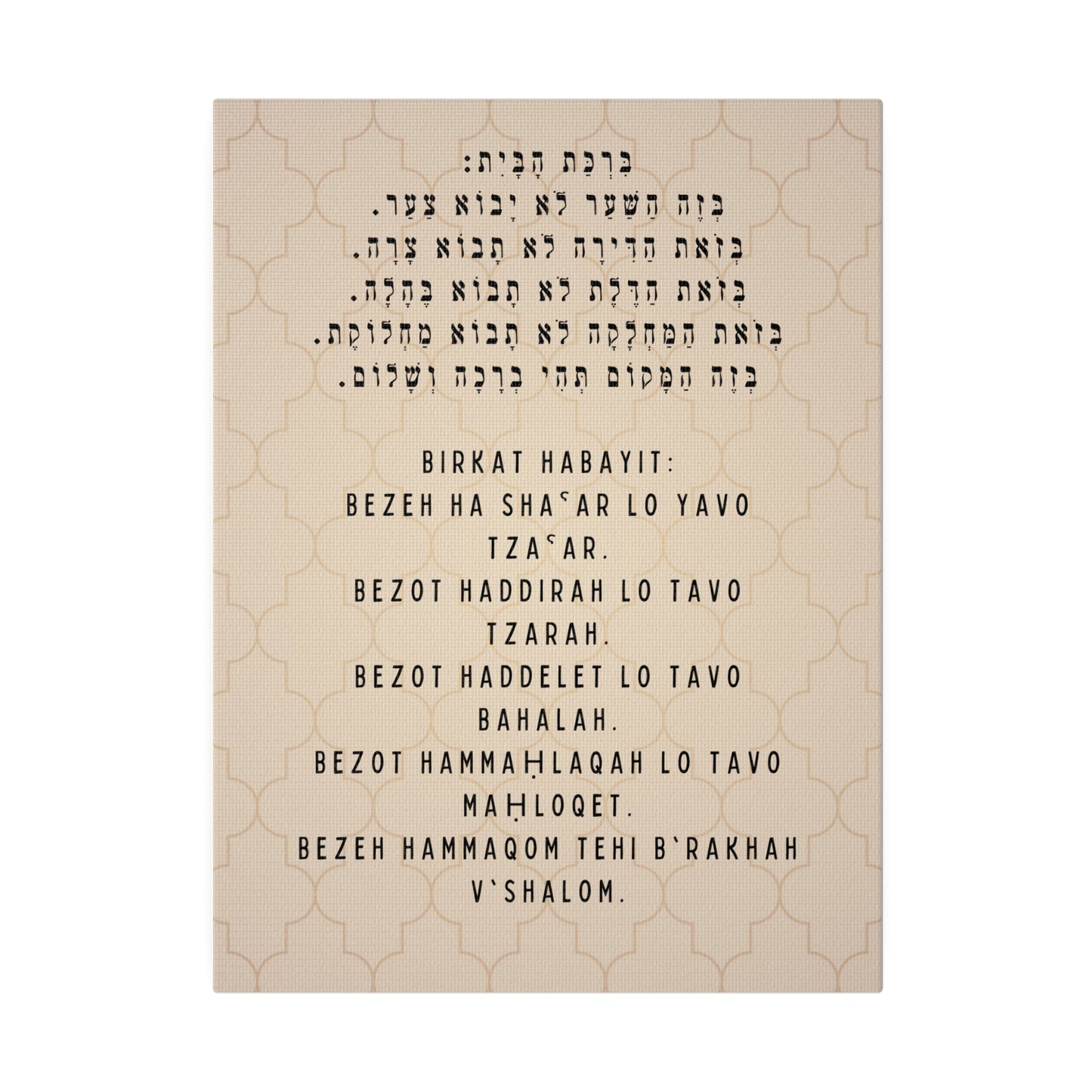 Birchat HaBayit Canvas Print - Jewish Home Blessing