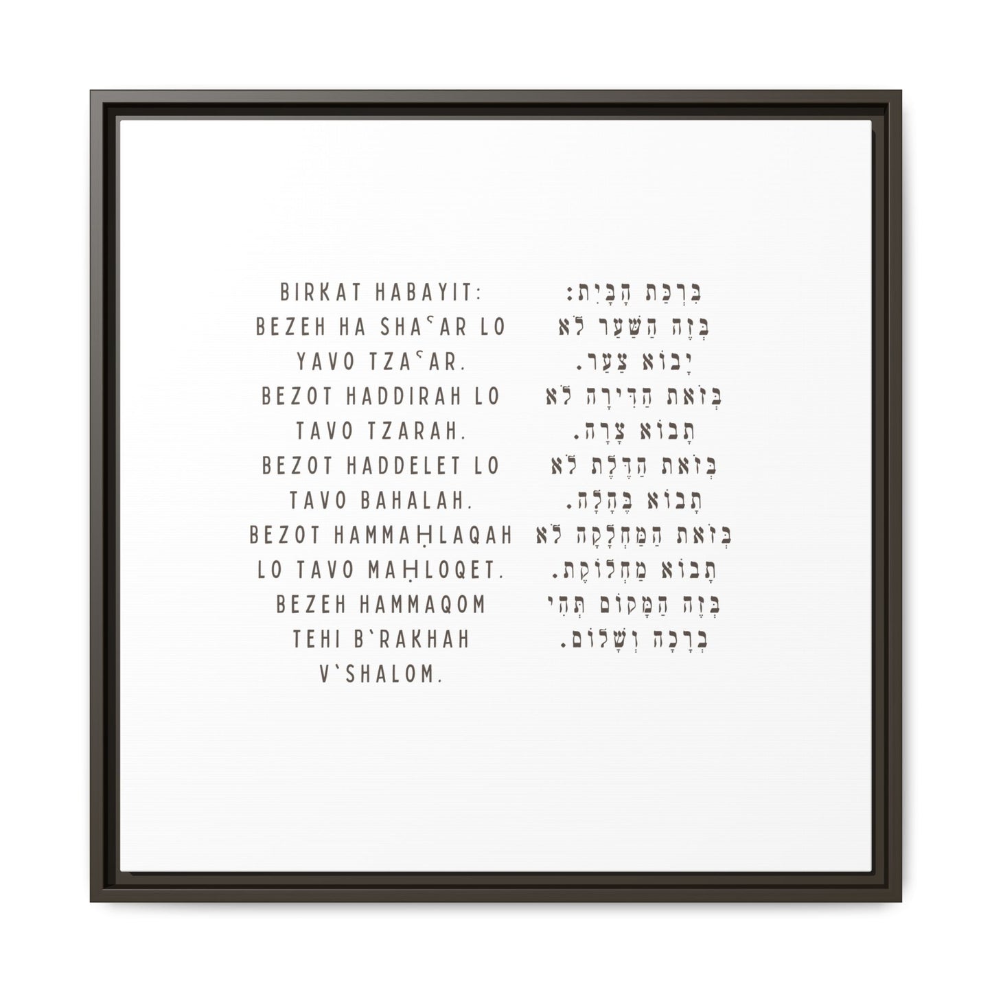 Framed Birchat HaBayit - Jewish Home Blessing Wall Art